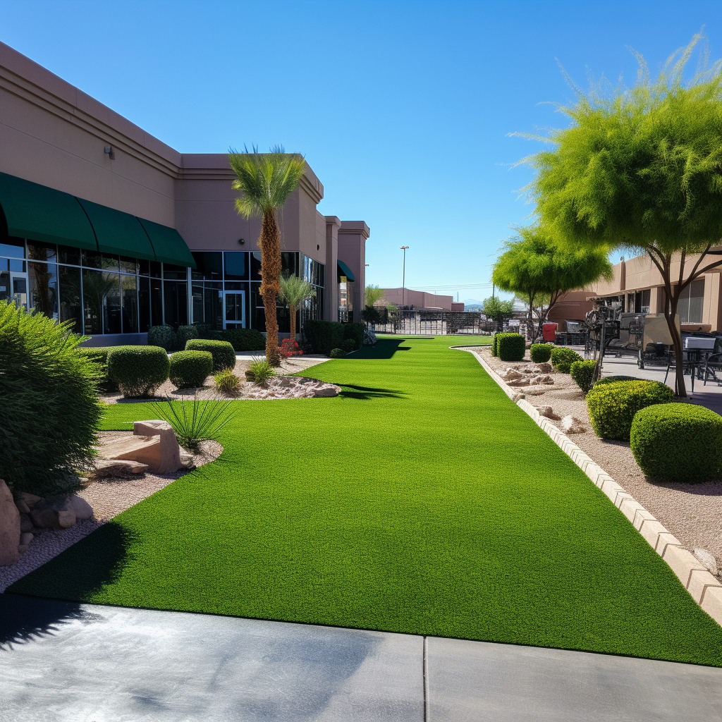 A commercial turf designed, installed, and maintained by us in Las Vegas, NV.