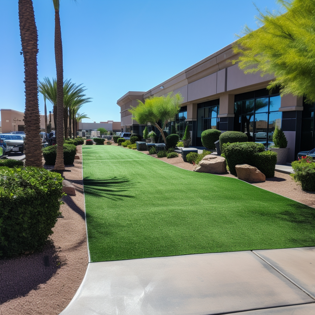 An artificial grass landscaping design in Las Vegas, NV.